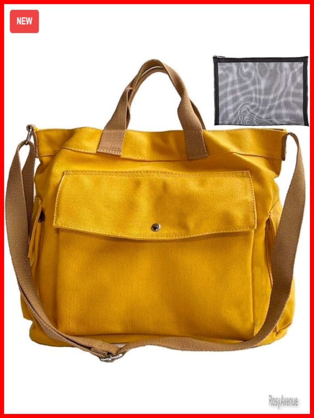 Canvas Crossbody Tote Bag with Pockets Large Messenger Shoulder Hobo
